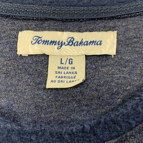 Tommy Bahama Shirt Mens L Large Navy Fleece Lined Brushed Back Lounge Sleep Tee - Picture 3 of 10